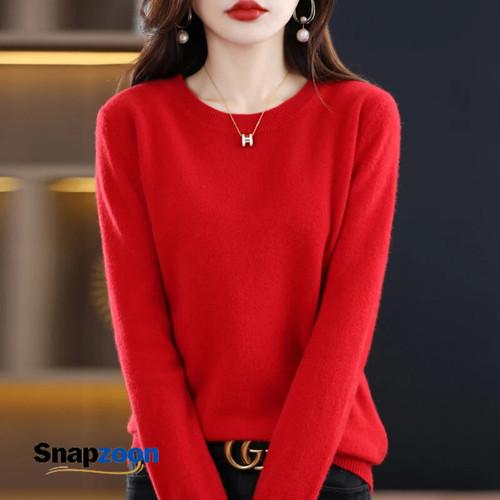 Merino Wool Cashmere Sweater Women's High Neck Pullover Long Sleeved Winter Chic Knitted Sweater Warm And High-Quality Pullover