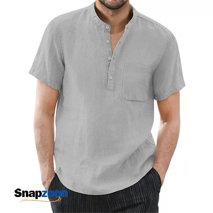 Men's Short Sleeve T-shirt Cotton and Linen Casual Men T-shirts Solid Color Summer Shirt Male Cozy Breathable
