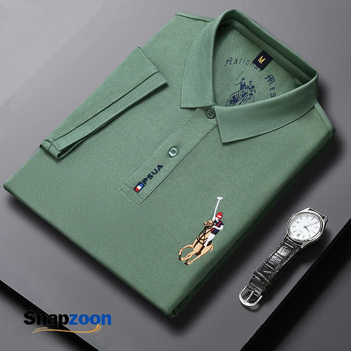 Men's Casual Fashion Polo Shirt Breathable and Comfortable Embroidered Top