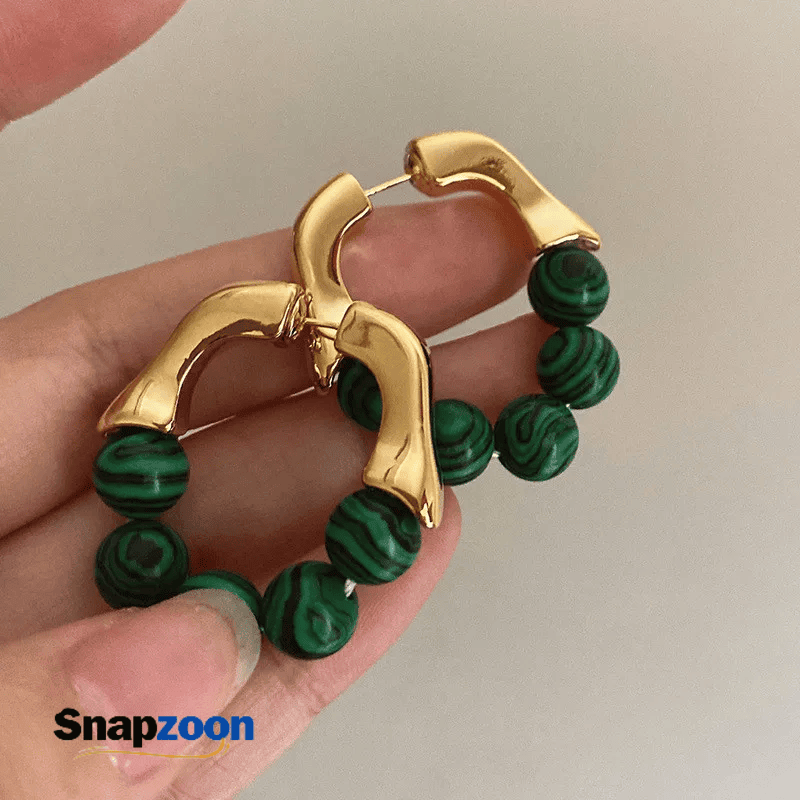 The Green Beads Metal Earrings European And American Style Hip-hop Punk Personality Fashion Stud Earrings Ms Travel Accessories