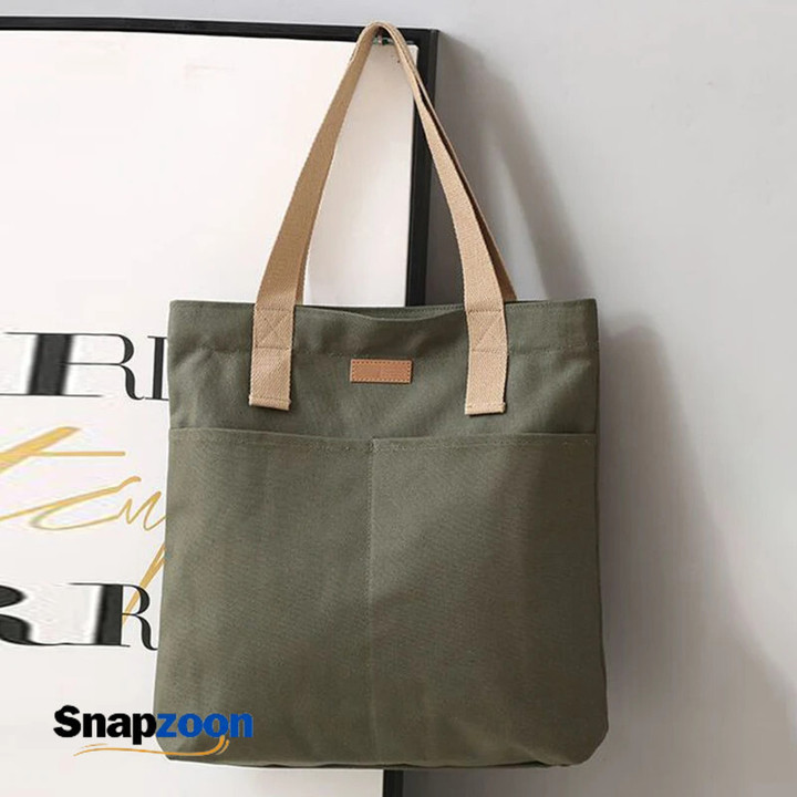 Women's Tote Bag Canvas Sewing Thread Large Capacity Advanced Sense Handbag Convenient Practical Female's Commuter Bag
