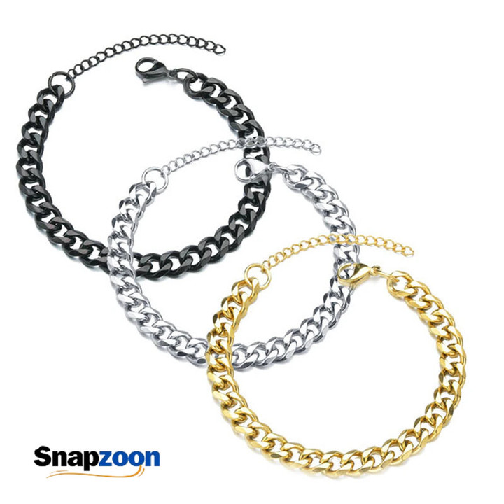 2022 New Trendy Cuban Chain Men Bracelet Classic Stainless Steel 3/5/7mm Width Chain Bracelet For Men Women Jewelry Gift
