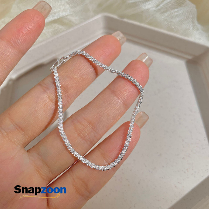 2023 New Silver Colour Sparkling Gypsophila Adjustable Bracelet & Bangle for Women Fine Fashion Jewelry Wedding Party Gift