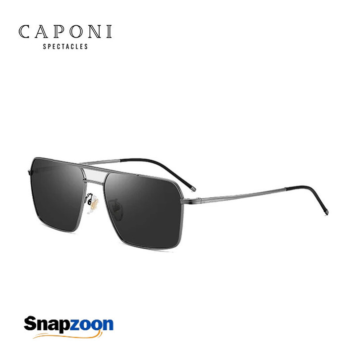 CAPONI Polarized Men's Sunglasses New Outdoor Photochromic Driving Ultra Light Titanium Sun Glasses UV400 Shades BS8386