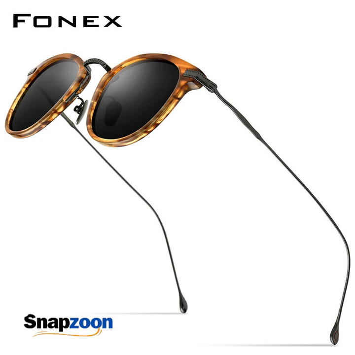 FONEX Titanium Acetate Polarized Sunglasses Men 2021 New Retro Vintage Square UV400 Sun Glasses for Women Shades F85648