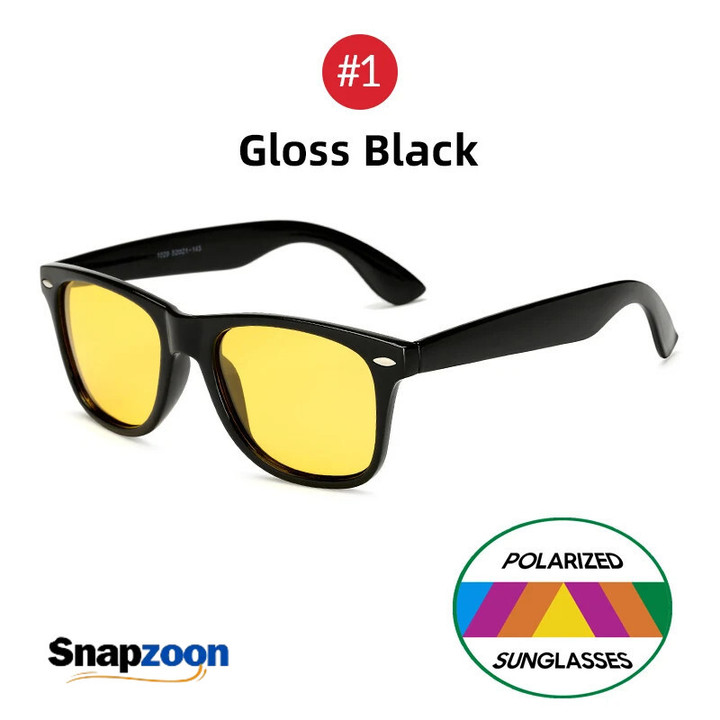 VIVIBEE Classic Night Vision Glasses Men Square Polarized Lenses UV400 Yellow Sunglasses for Women 2023 Driving Goggles