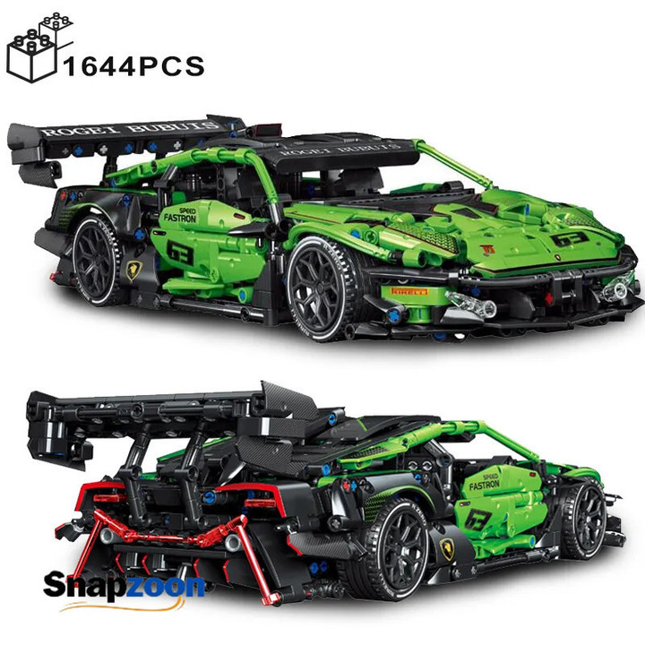 1644PCS Technical Green Super Speed Lamborghinis Sport Car Model Building Blocks Famous Vehicle Assemble Bricks Toys For Adult