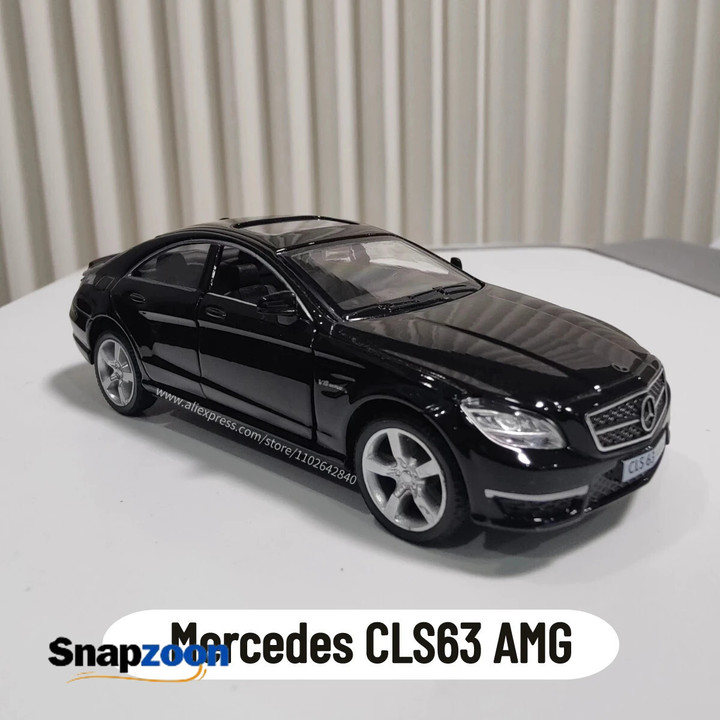 1/36 Mercedes CLS63 AMG Replica Car Model Scale Metal Diecast Miniature Pullback Vehicle Collection Xmas Gift Kid Boy Toy