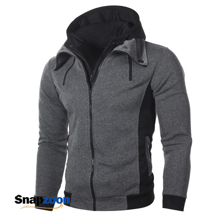 Men Hoodie Coats Autumn Winter Double Zip Pocket Long Sleeve Zip Cardigan Sweatshirt Male BSD-ZW26