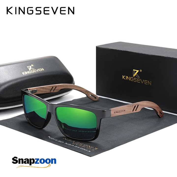 KINGSEVEN Brand Design TR90+Walnut Wood Handmade Sunglasses Men Polarized Eyewear Accessories Sun Glasses Reinforced Hinge