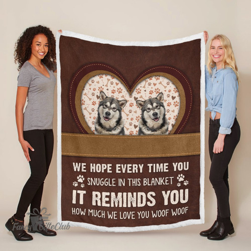 Lovely Husky Valentine Sherpa Blanket