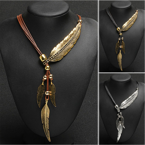 New Bohemian Style Feather Pattern Feather Chain