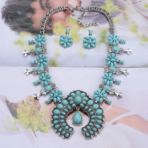 2024 New ZA Indian Ethnic Statement Necklace Earrings Jewelry Sets Women