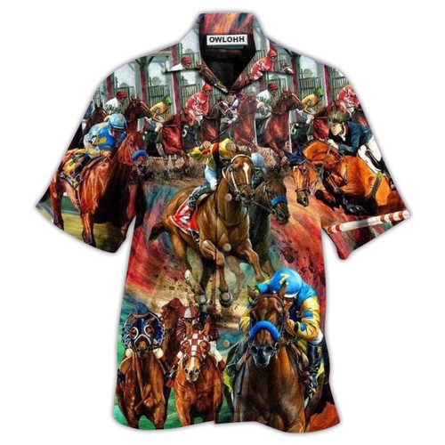 Horse Racing Colorful - Hawaiian Shirt