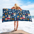 Corgi Baseball Themes Beach Towel Sports Quick Dry Microfiber Bath Towel Beach Blanket for Adults Kids Outdoor Picnic Blanket