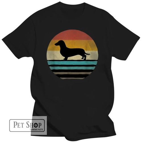 Retro Vintage Sunset Doxie Dachshund Dog Breed Silhouette T-Shirt