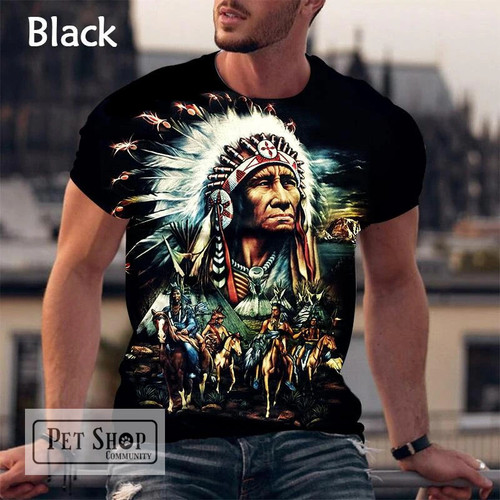 Vintage Indian Chief T-shirt Men's Ethnic Style 3d Print T-shirts