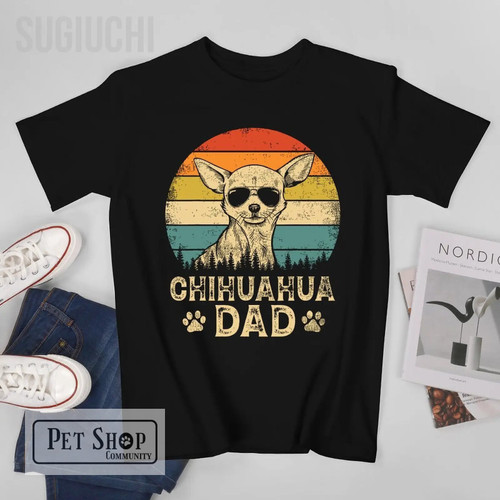 Unisex Men Vintage Chihuahua Dad Dog Lovers Father's Day T-shirt