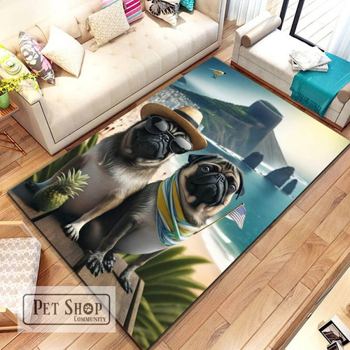 Lovely Pug Dog Water Absorption Anti-Slip Door Mat Cartoon Cute Animal Carpets Bedroom Rugs Decorative Stair Mats Home Decor