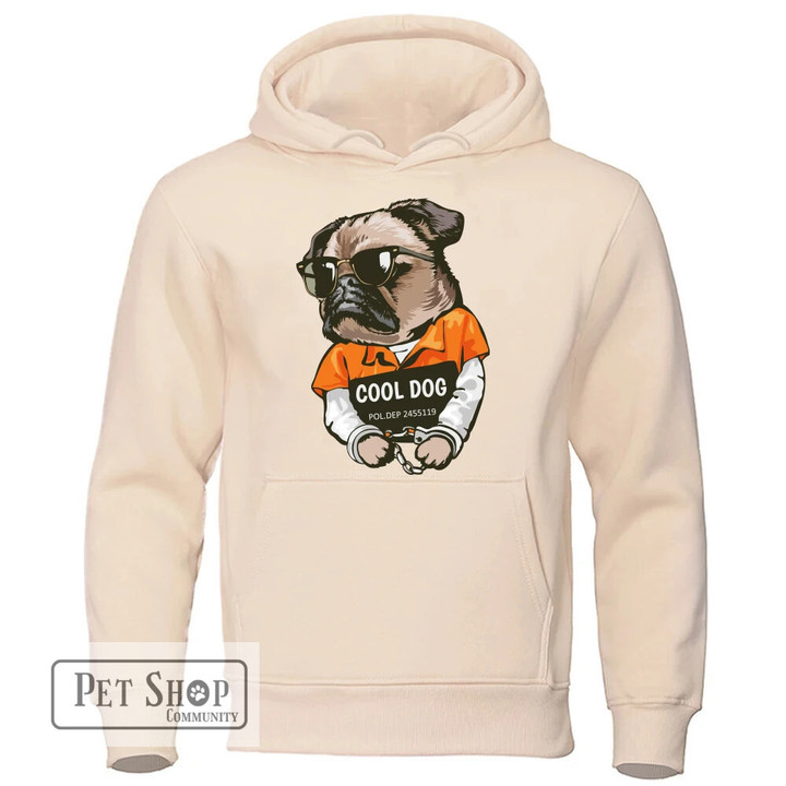 Cool Dog Print Solid Color Men's Warm Sweatshirt Fashion Street Wear Casual Loose Breathable Pullover Brand Hoodie 37