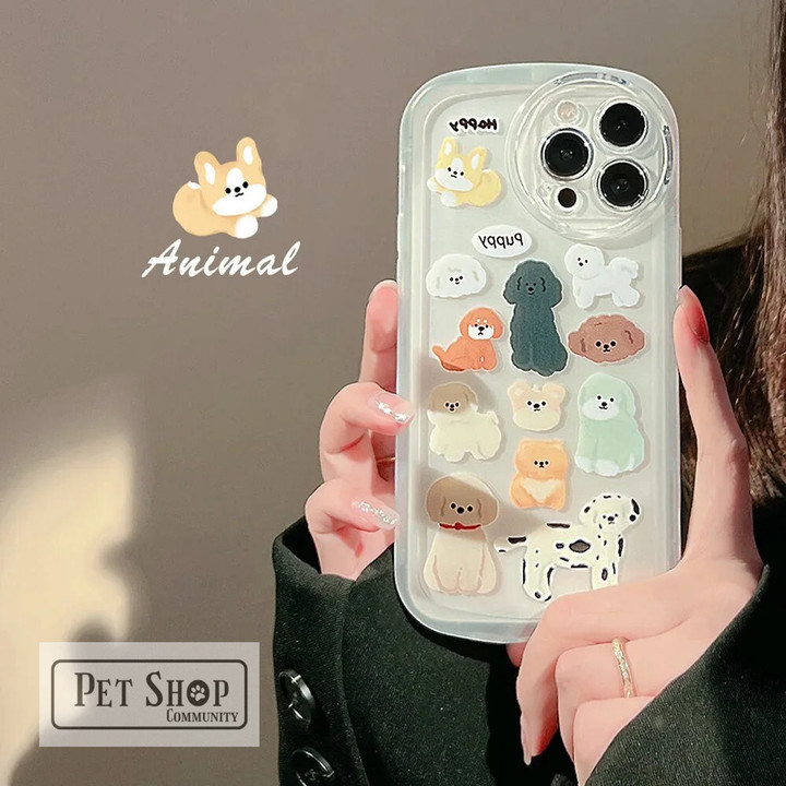 Puppy corgi Shiba Inu poodle Teddy dog party Phone Case For iPhone 14 15 Plus 15 14 13 11 12 Pro Max Xs Max XR case Cute Cover