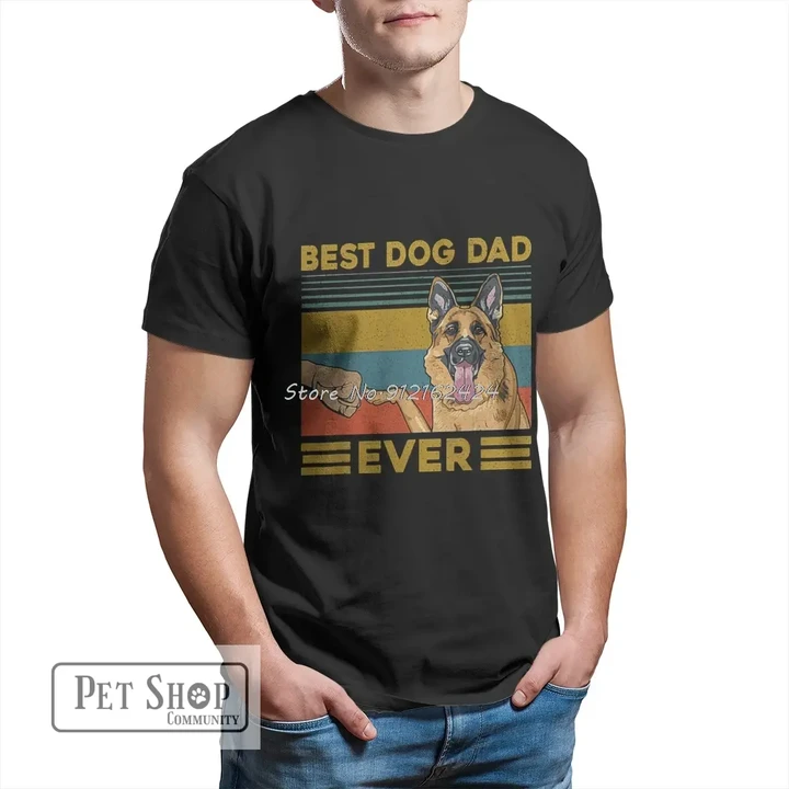 Best Dog Dad Ever German Shepherd Retro Vintage T Shirt Men