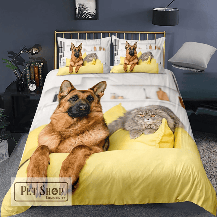 German Shepherd Duvet Cover King Queen 3D Lovely Dog Pattern Bedding Set