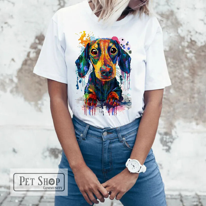 Pretty Dachshund Watercolor Design T-Shirt