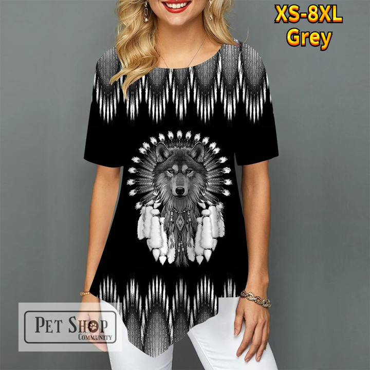 Indian Sleigh Wolf Print Women's T Shirt