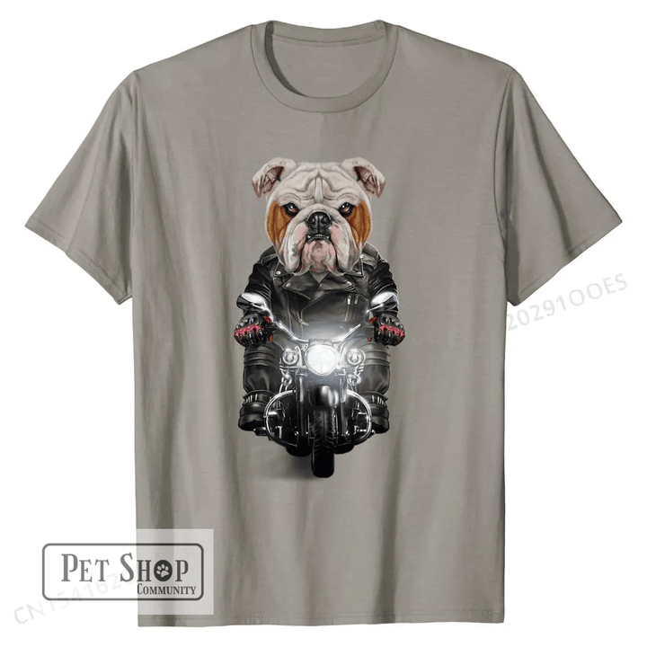 English Bulldog Riding Motorcycle T-Shirt