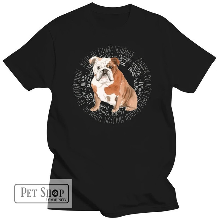 Women T-Shirt Circle English Bulldog Watercolor by siviwonder