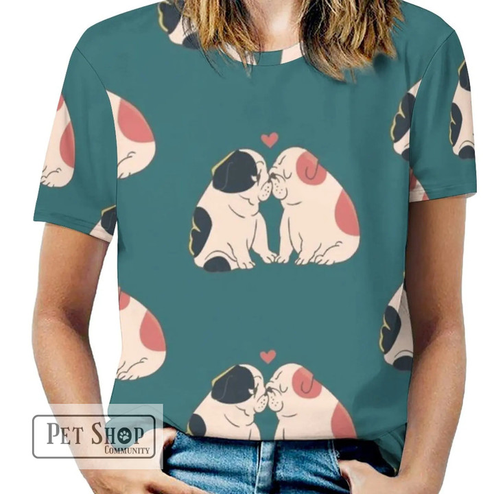 English Bulldog Kisses Woman'S T-Shirt