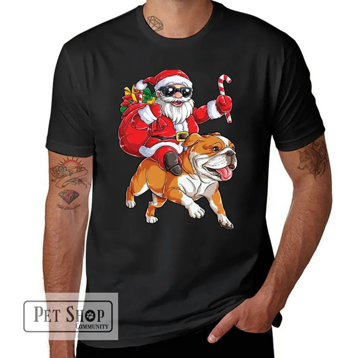 English Bulldog Christmas shirt Santa Boys T-Shirt