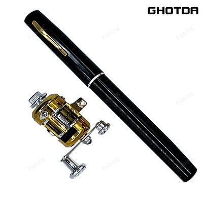 Fishing Rod Reel Combo Set Mini Telescopic Pocket Pen Fishing Rod Pole + Reel