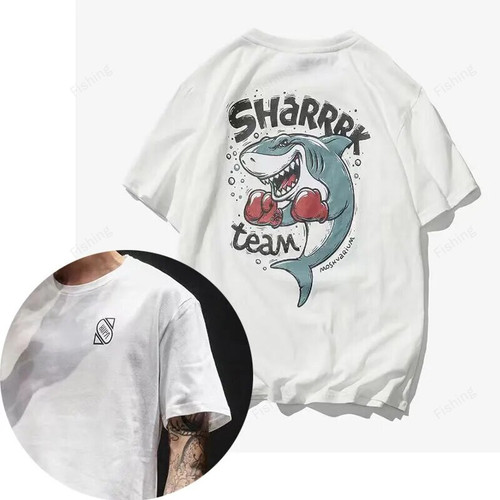 Summer Shark Print Men's T Shirt High Quality Anime Women's T-Shirts Cotton Tee Oversized Streetwear Casual Top Free Shipping