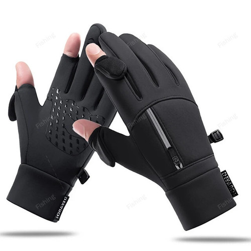 Winter Fishing Gloves 2 Finger Flip Waterproof Winter Gloves Windproof Photograph Men Women Warm Protection Fish Angling Gloves
