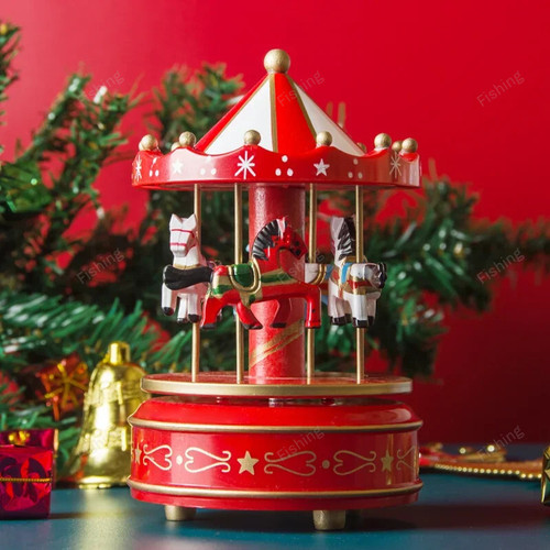 Christmas Decoration Ornaments Carousel Octave Box Music Box Birthday Gifts For Kids New Year Decorations Home Decor