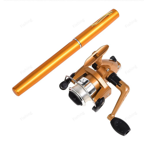 1 Set Telescopic Mini Portable Pocket Pen Casting Fishing Rod Carbon Reel Aluminum Alloy Spinning Ultralight Feeder Fish Pole