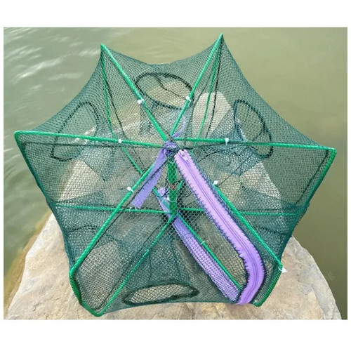 Fishing Net Mesh Folded Hexagon Octagon 8 Hole Hand Fishing Net Casting Nets Crayfish Shrimp Catcher Tank Trap Cage Mesh Tool