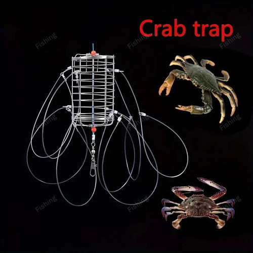 1pc Catching Tool Lure Trap Stainless Steel Bait Cage Fish Cage Feeder Fishing Tackle Suitable Crab Lobster Shrimp Crayfish