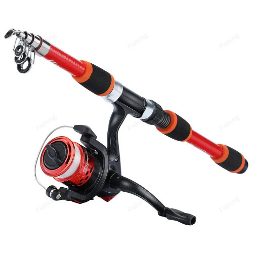Portable 1.8m Telescopic Fishing Rod 5.5:1 Gear Ratio Spinning Fishing Reel Set With Fishing Line Fishing Gear Rod Combo