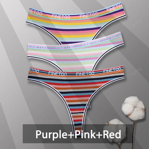 3Pcs/Set Colorful Cotton Panties for Women Sexy Striped Female Underwear G-string Thongs Breathable Soft Intimate Lingerie S-XL