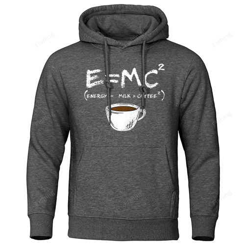 Energy=Milk+Coffee Printed E=MC2 Funny Hoodie Men's Loose Oversized Hoodies Fashion Casual Sweatshirt Street Hip Hop Hoody Man