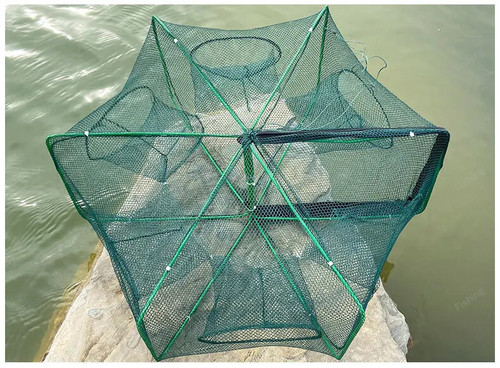 Strengthened 4-8 Holes Automatic Fishing Net Shrimp Cage Nylon Foldable Fish Trap Cast Net Cast Fold Crab trap Fishing Network