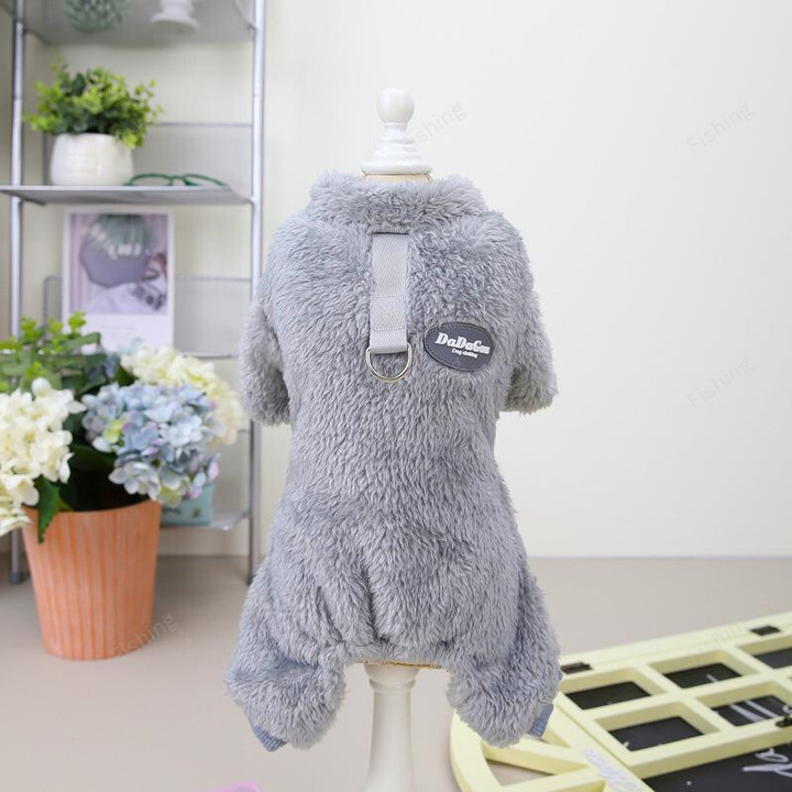 Fleece Pet Elastic Jumpsuit with Pull Ring
