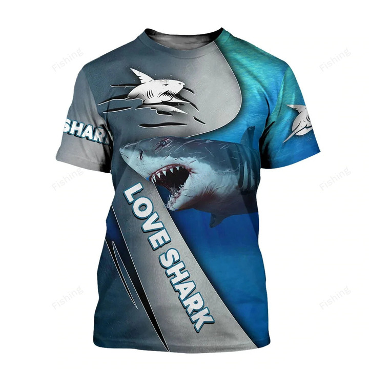 2022 Summer Men's Shirt Fashion T-Shirt PLstar Cosmos Love Shark 3D Print Harajuku Casual Unisex T-Shirt