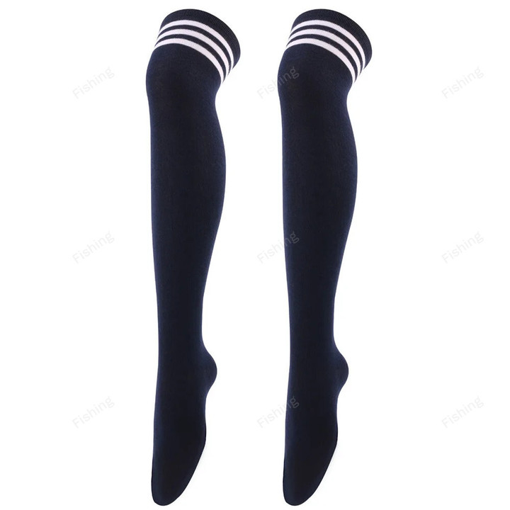 Sexy Black White Striped Long Socks Women Over Knee Thigh High Socks Over The Knee Stockings For Ladies Girls Warm Knee Socks