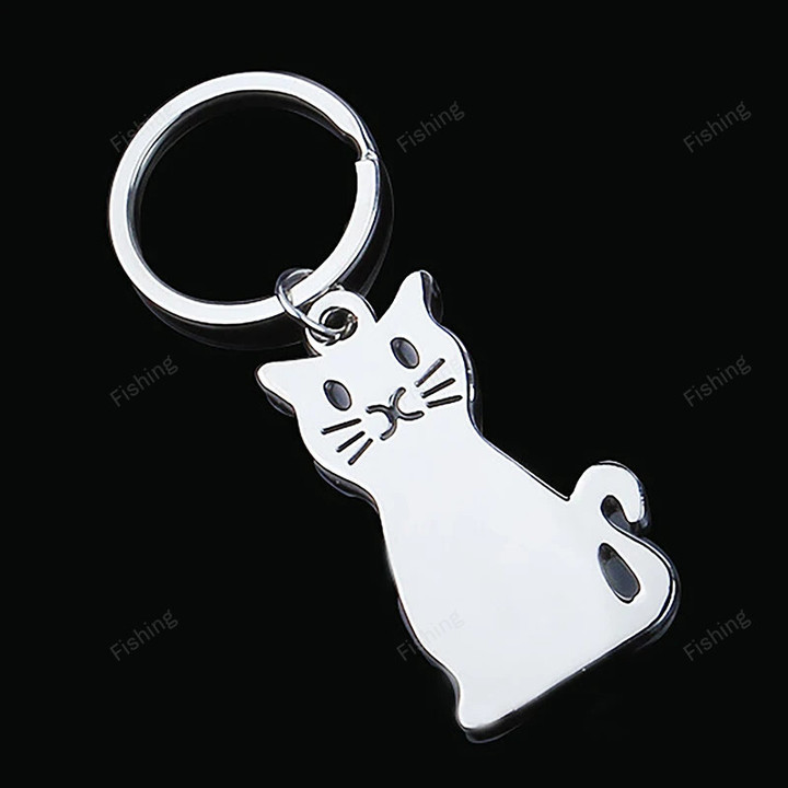 Creative Cartoon Cat Dog Metal Keychain Cute Animal Key Ring Charms Pet Lovers Souvenir Bag Pendant Ornaments Accessories