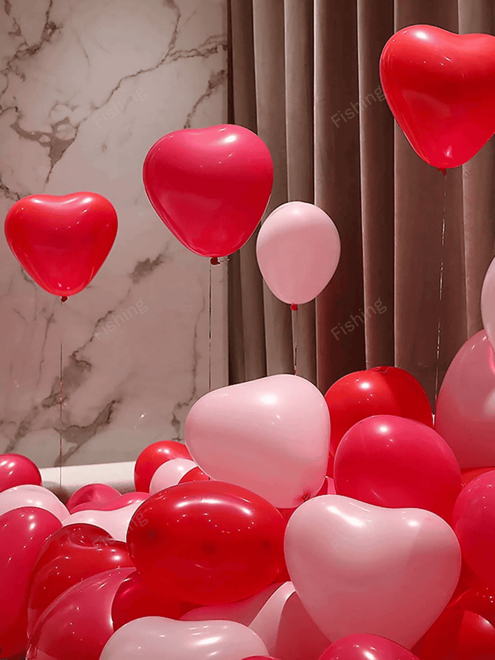 20Pcs Heart Shaped Balloons Red Pink Black Latex Balloon for DIY Valentine's Day Engagement Wedding Party Anniversary Decoration
