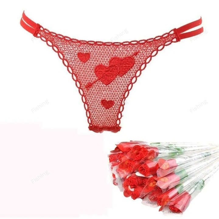 Bikini Valentines Day Gift Sexy Lingerie G-String G-string Lace Rose Thongs V-string Briefs Panties